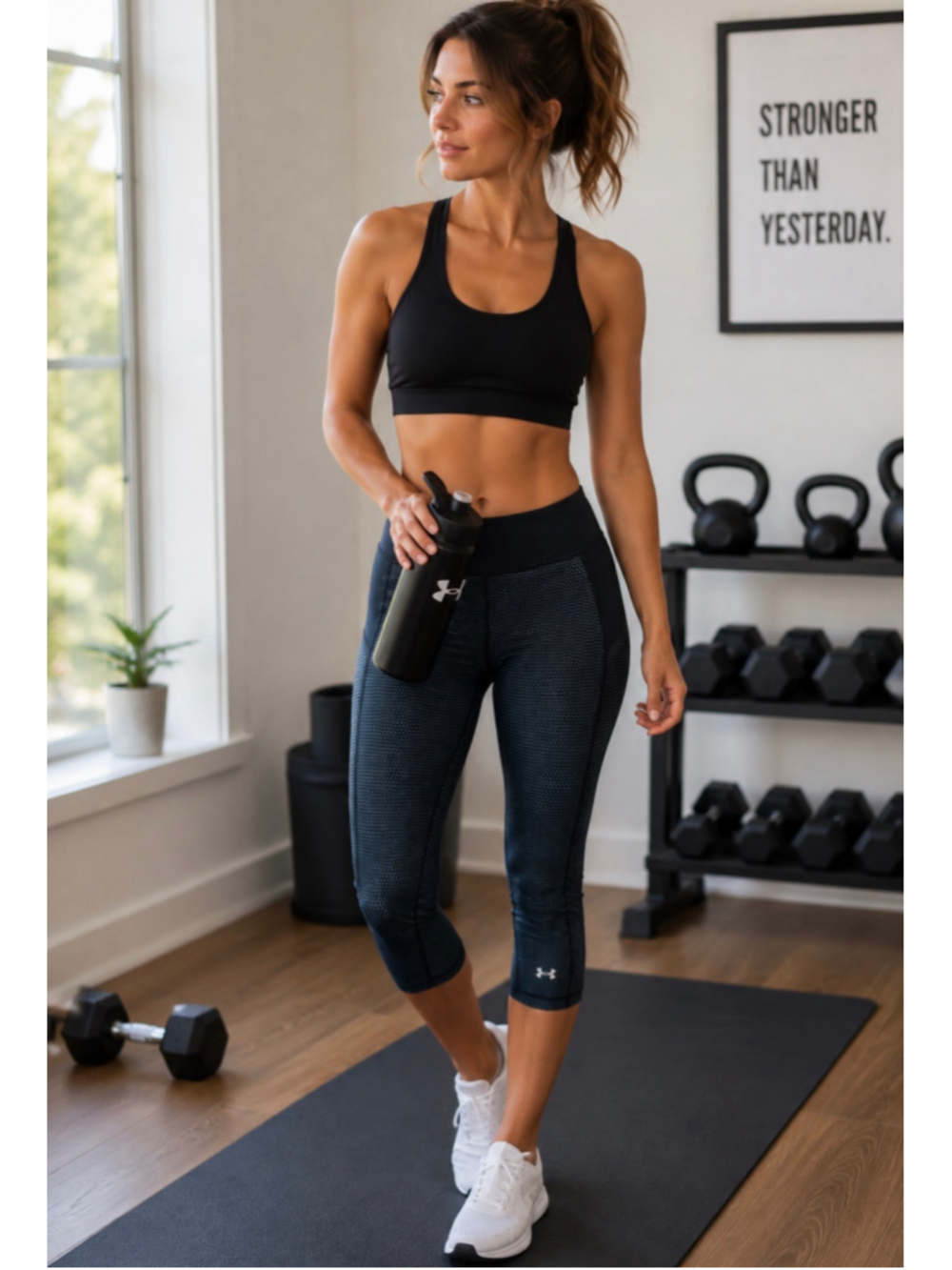 Under Armour HeatGear Compression Capri Leggings Black Workout Athleisure Yoga S